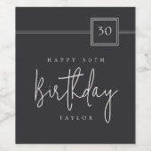30e verjaardag Elegant minimalistisch plat zwart Wijn Etiket (Enkel label)