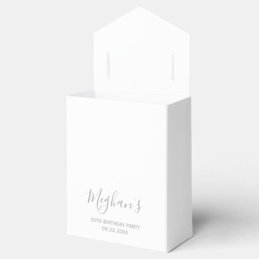 30e verjaardag Elegant Silver Confetti White Bedankdoosjes (Geopend)