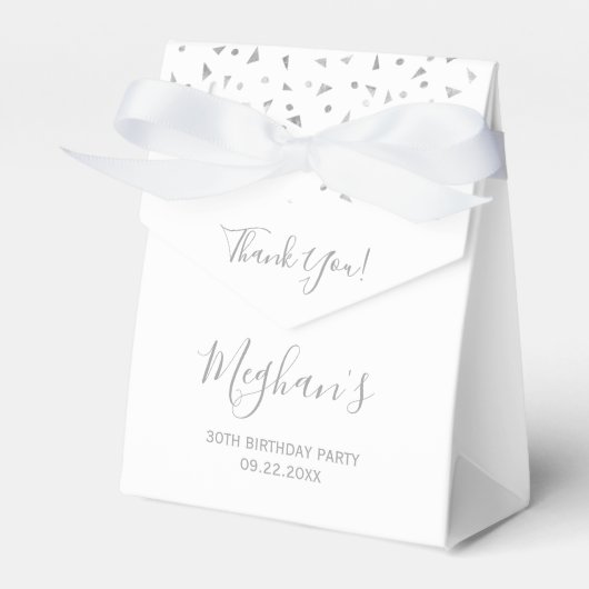 30e verjaardag Elegant Silver Confetti White Bedankdoosjes (Voorkant Zijde)