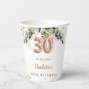 30e verjaardag eucalyptus greenery glitter monogra papieren bekers
