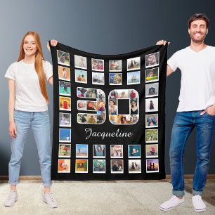 30e verjaardag Familie Foto Herinneringen Collage Fleece Deken