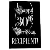 30e verjaardag: Fancy, elegant script + aangepaste Medium Cadeauzakje (Voorkant)