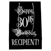 30e verjaardag: Fancy, elegant script + aangepaste Medium Cadeauzakje (Achterkant)