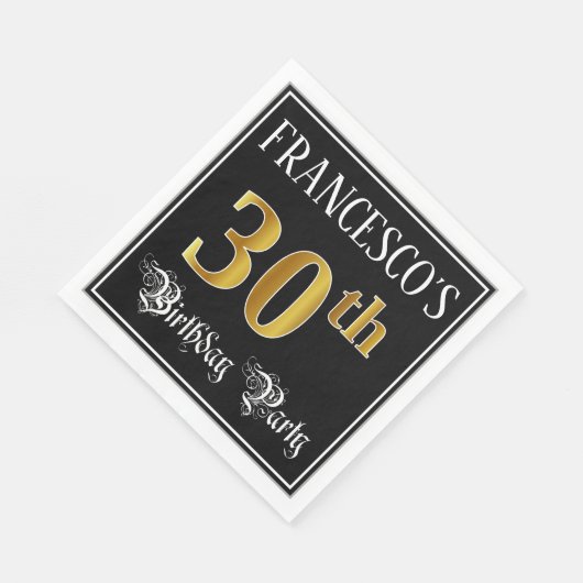 30e verjaardag — Fancy script, Faux Gold look Servet (Hoek)