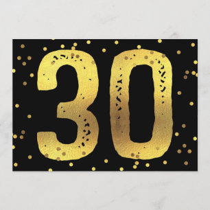 30e verjaardag Faux Gold Foil Confetti Black Kaart