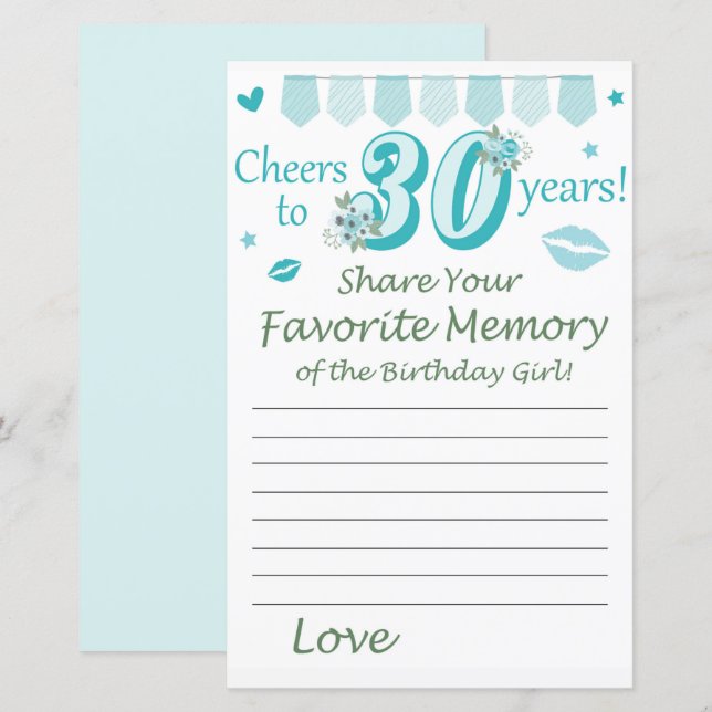 30e verjaardag Favoriete herinnering van de Birthd (Voorkant / Achterkant)