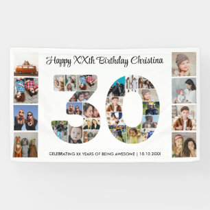 30e verjaardag feestnummer 30 fotocollage spandoek