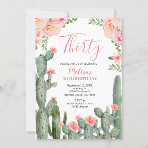 30e verjaardag Floral Cactus Succulent Dertig Kaart
