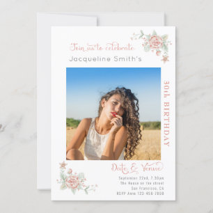 30e verjaardag Floral uitnodiging