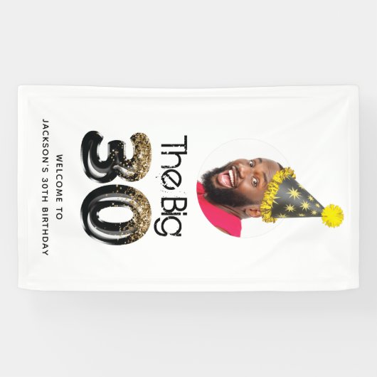 30e verjaardag Foto aangepast Modern Spandoek (Horizontaal)