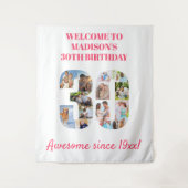 30e verjaardag Foto Collage Backdrop roze Wandkleed (Voorkant)