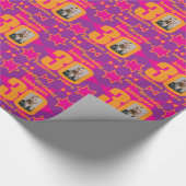 30e verjaardag foto leuk paarse roze cadeauomslag cadeaupapier (Hoek)