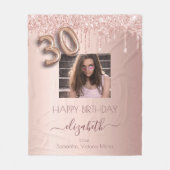 30e verjaardag foto roos goud glitter roze vriende fleece deken (Voorkant)