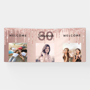 30e verjaardag foto roos gouden glitter sparkle spandoek
