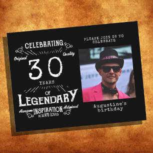 30e verjaardag Foto van Black Birthday Invites Briefkaart