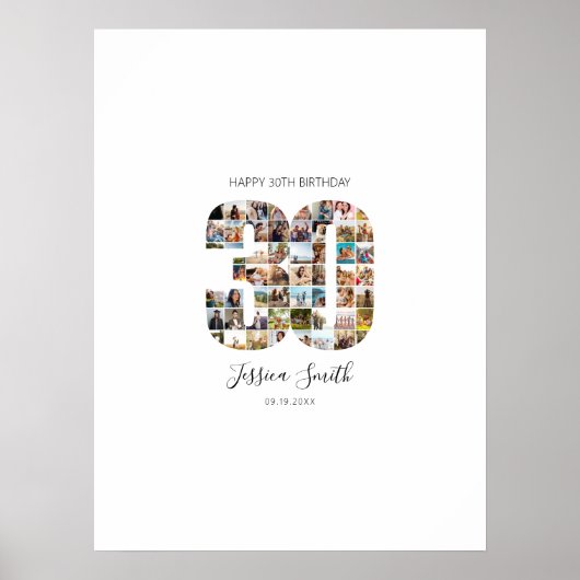 30e verjaardag Fotocollage Gast Signing Poster (Voorkant)