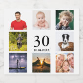 30e verjaardag fotocollage man bier etiket (Enkel label)