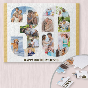 30e verjaardag Fotocollage Neutraal Nummer 30 Legpuzzel