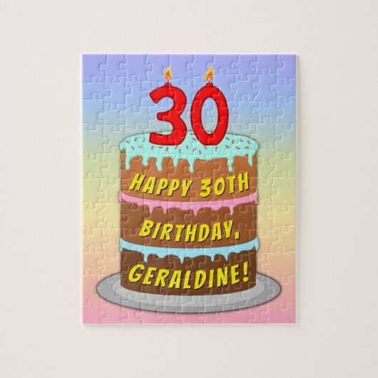 30e verjaardag: Fun Cake and Candles + Custom Name Legpuzzel (Verticaal)