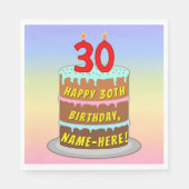 30e verjaardag: Fun Cake and Candles + Custom Name Servet (Voorkant)