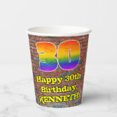 30e verjaardag: Fun Graffiti-geïnspireerde regenbo Papieren Bekers (Achterkant)