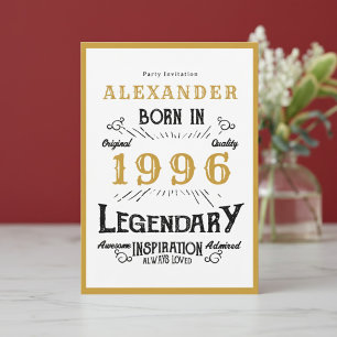 30e Verjaardag Geboren 1996 Witte Gouden Legende Kaart
