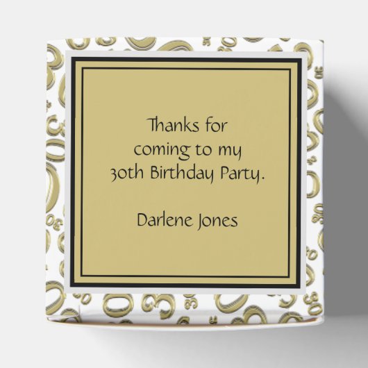 30e verjaardag Gold/White Random Number Pattern Bedankdoosjes (Bovenkant)