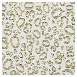 30e verjaardag Gold/White Random Number Pattern Stof