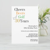 30e verjaardag Golf Proost Beers Minimal Party Kaart (Staand voorkant)