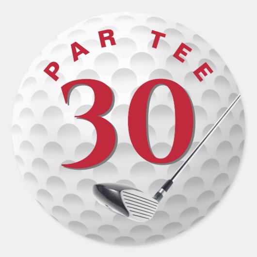 30e verjaardag golfbal Classic ronde Sticker (Voorkant)