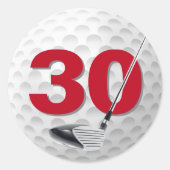 30e verjaardag golfbal ontwerp ronde sticker (Voorkant)