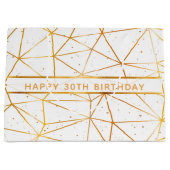 30e verjaardag gouden geometrische vormgeving wit groot cadeauzakje (Voorkant)