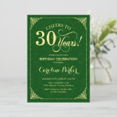 30e verjaardag - Gouden Groene Damask Kaart (Staand voorkant)