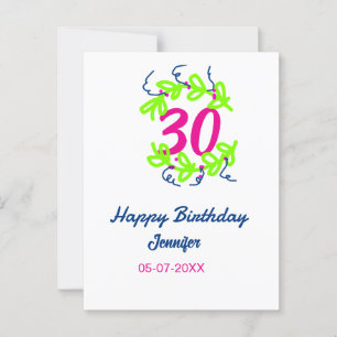 30e verjaardag groene blauwe krans naam datum rust briefkaart
