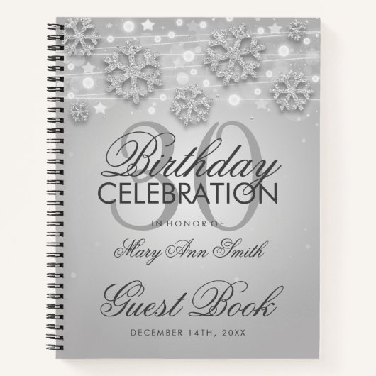 30e verjaardag Guestbook Silver Winter Notitieboek (Voorkant)