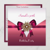 30e verjaardag Jewel Bow White Pink Kaart (Voorkant / Achterkant)