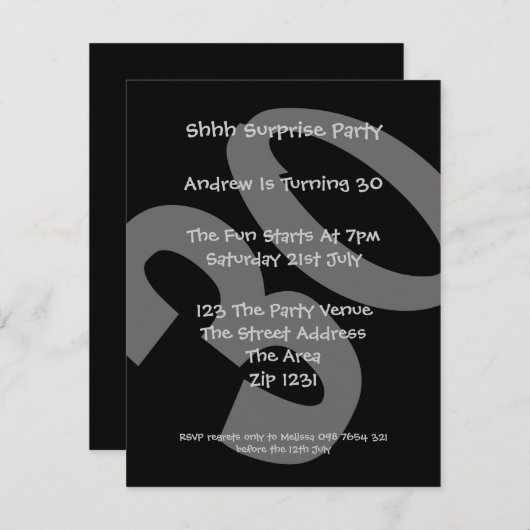 30e verjaardag kaart (Voorkant / Achterkant)