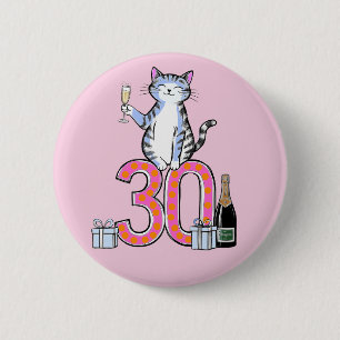 30e verjaardag kat feest 30 jaar dertig ronde button 5,7 cm