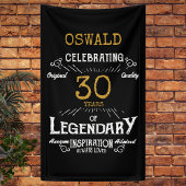 30e verjaardag Legendary Zwart Goud Retro Spandoek