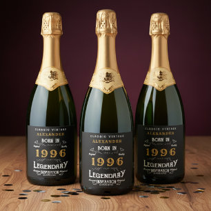 30e Verjaardag Legende Voeg uw naam toe 1996 Vinta Sparkling Wijnetiket