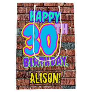 30e verjaardag: Leuk, Urban Graffiti geïnspireerd Medium Cadeauzakje