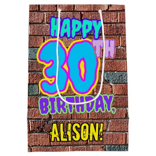 30e verjaardag: Leuk, Urban Graffiti geïnspireerd  Medium Cadeauzakje (Achterkant)