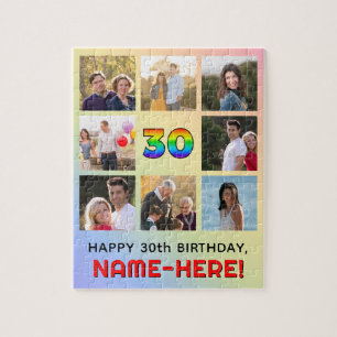 30e verjaardag: Leuke regenboog #, aangepaste naam Legpuzzel
