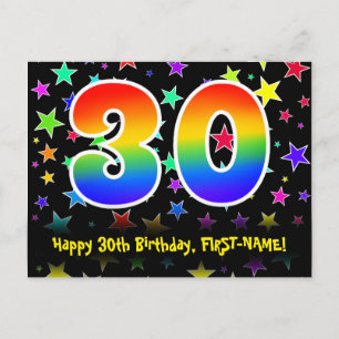 30e Verjaardag: Leuke Sterren Patroon, Regenboog 3 Briefkaart