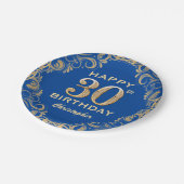 30e verjaardag Lijst Blauw en Glitter Glitter Papieren Bordje (Gekanteld)