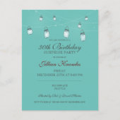 30e verjaardag Mason Jar Lights Uitnodiging Briefkaart (Voorkant)