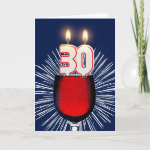 30e verjaardag met wijn en kaarsen kaart