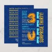 30e verjaardag Modern Blue en Gold F545 Kaart (Voorkant / Achterkant)