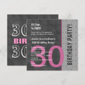 30e verjaardag Modern Gray Silver Pink C949 Kaart (Voorkant / Achterkant)