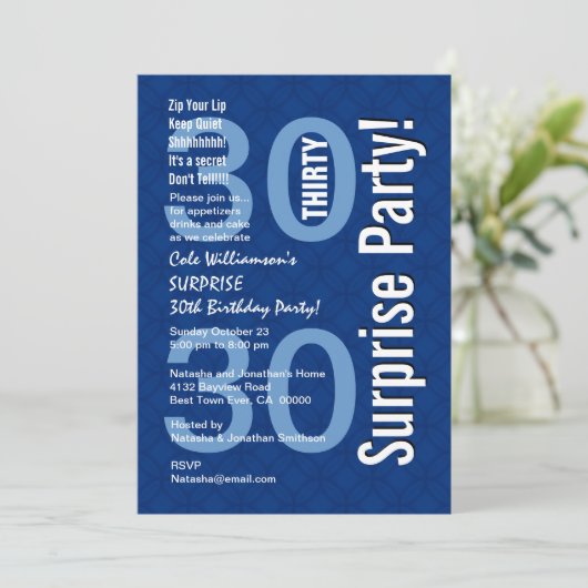 30e verjaardag Modern Royal Blue R600 Kaart (Staand voorkant)